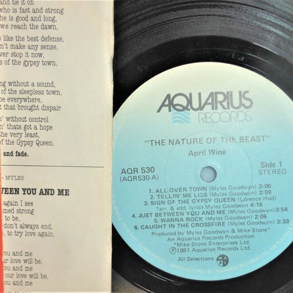 1981 APRIL WINE Nature of the BEAST Record LP Vinyl Record Aquarius #AQR530 - Picture 3 of 4